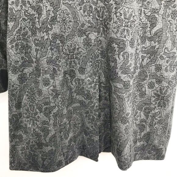 Coldwater Creek Gray Floral Pattern Velvet Trim Long Statement Blazer Jacket - Picture 16 of 16